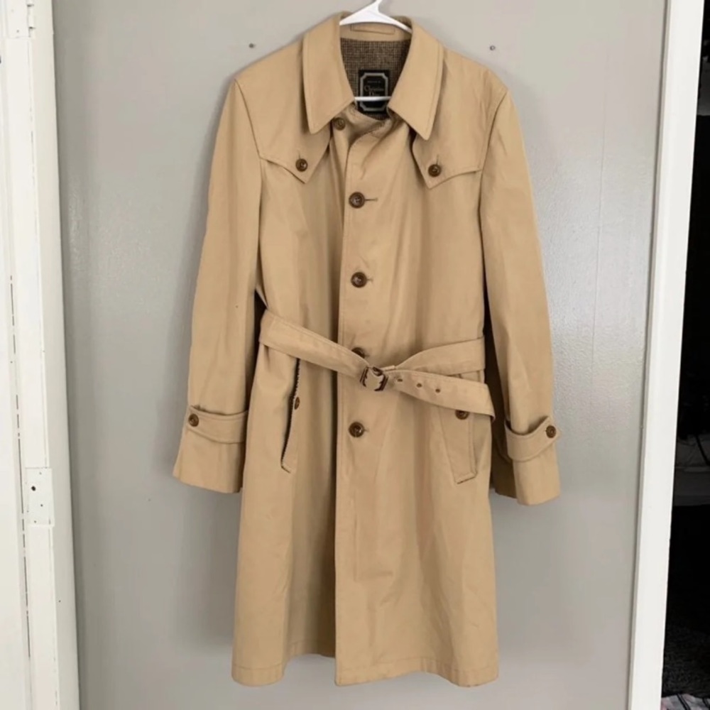 Dior Khaki-Tone Men's Trench Coat with Belt